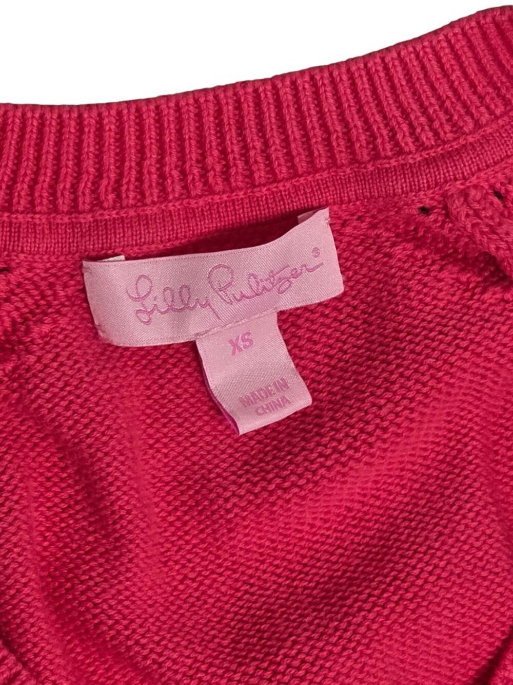 Lilly Pulitzer Azalea Lobster Embroidered V-Neck Sweater Cotton Knit (SKU#1205) - Picture 5 of 7